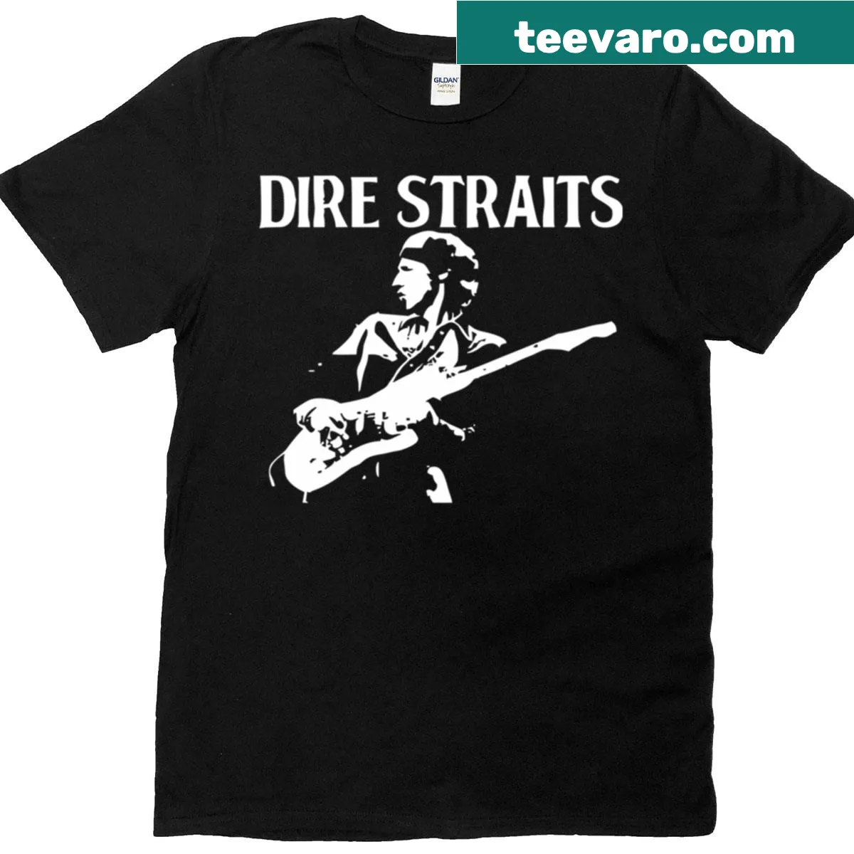 Typographic design honoring the music of Dire Straits — on a men's t-shirt
