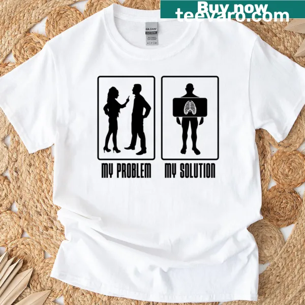 X-ray tech themed T-shirt with pictogram graphic and humorous saying