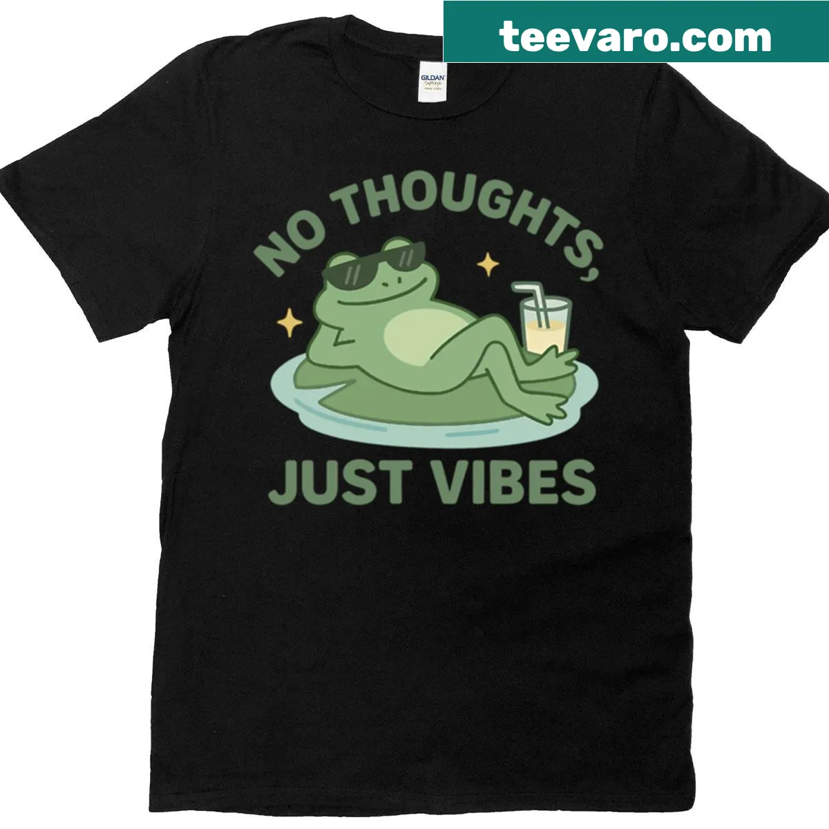 Playful frog and text design on aesthetic t-shirt — on a men's t-shirt