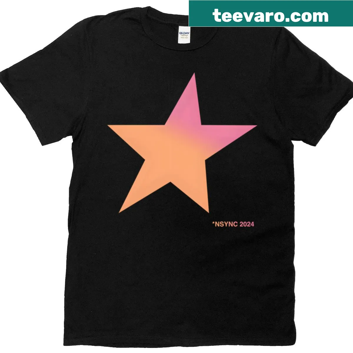 Vintage-style Nsync t-shirt featuring a star logo — on a men's t-shirt