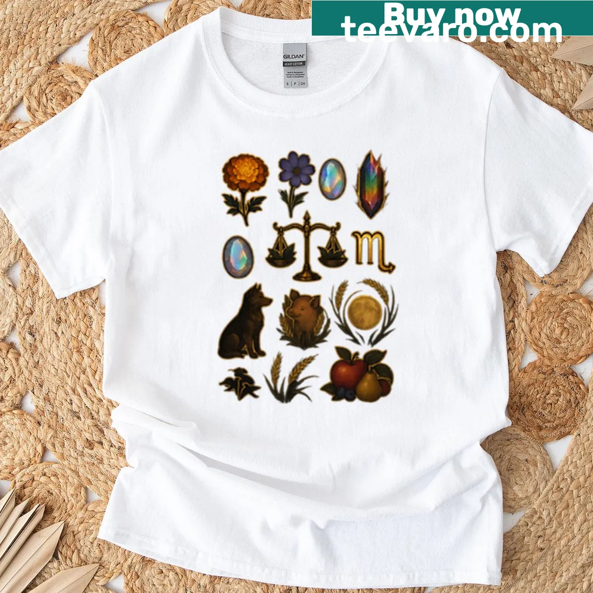 T-shirt featuring dark themed October symbolism design — on a men's t-shirt