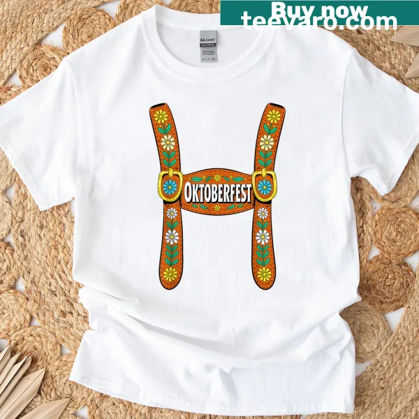 Vintage-style Oktoberfest lederhosen inspired T-shirt