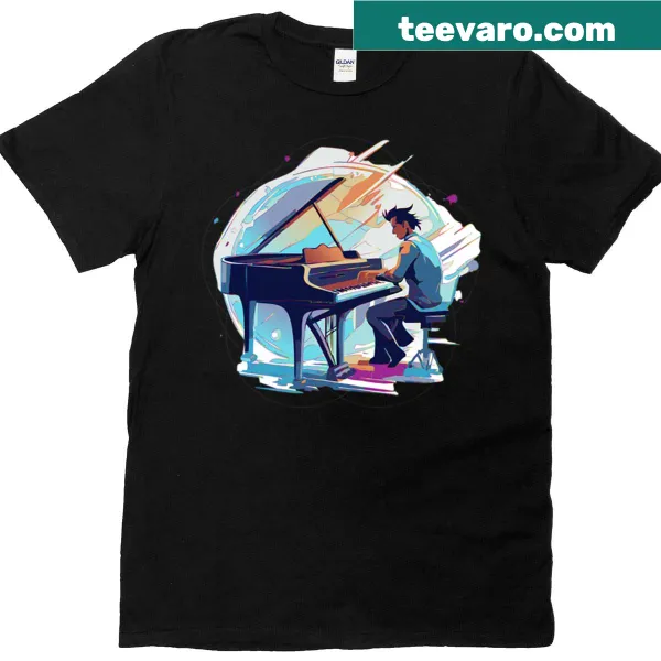 Playful piano-themed t-shirt for music lovers
