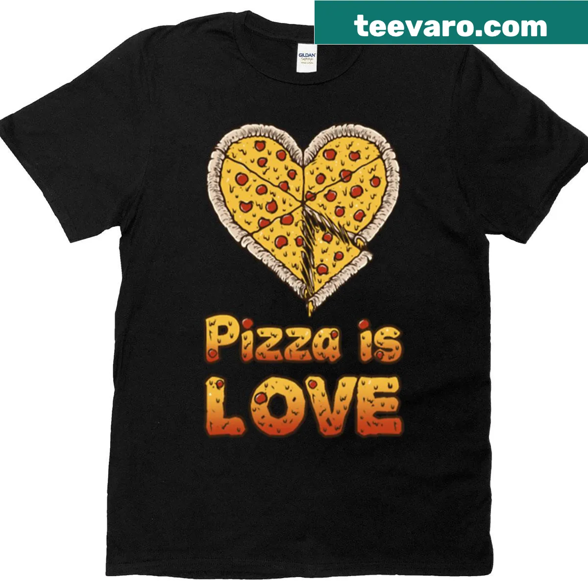 Funny pizza-themed T-shirt with a playful food saying — on a men's t-shirt