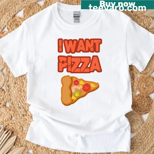 Illustrated pizza slice on a playful T-shirt design