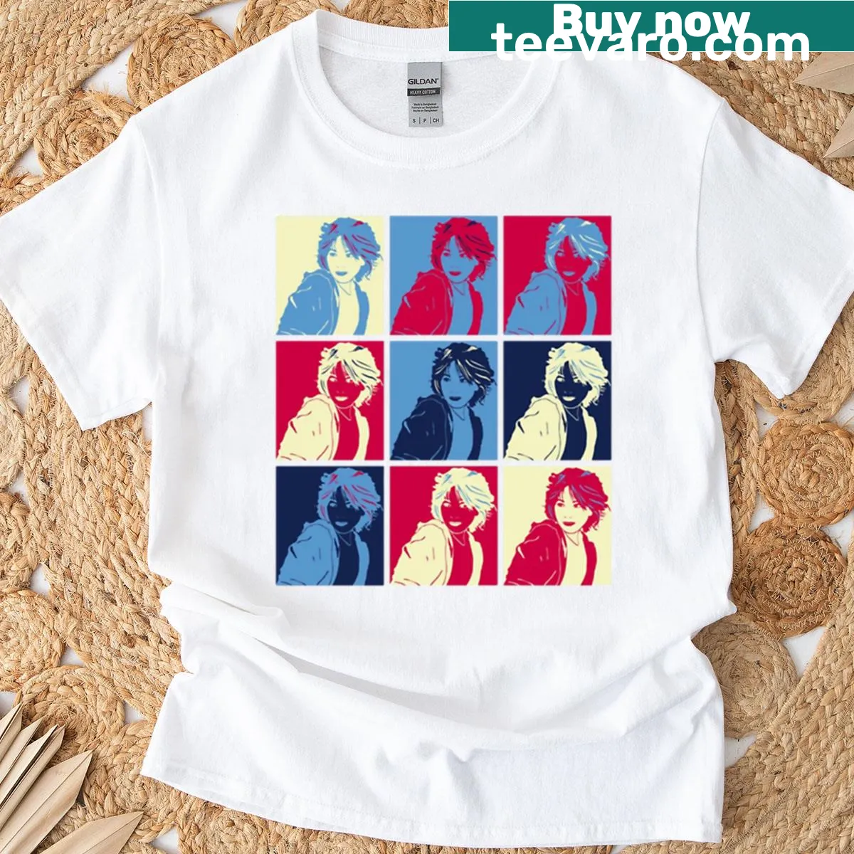 Pop art anime girl portrait graphic T-shirt — on a men's t-shirt