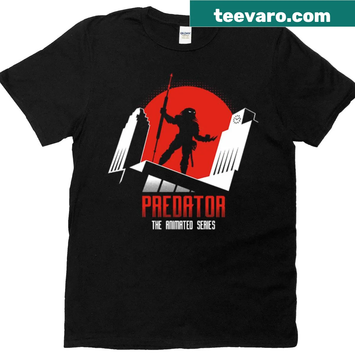 T-shirt featuring an animated predator design — on a men's t-shirt
