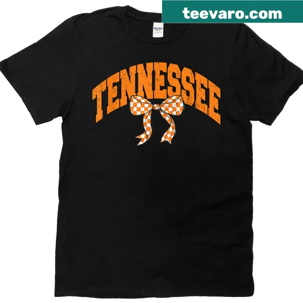 Preppy Tennessee checkerboard T-shirt with coquette bow design