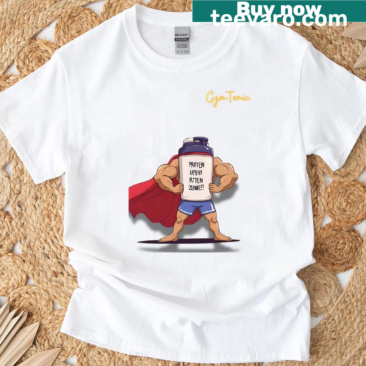 Humorous fitness-themed typography on a T-shirt — on a men's t-shirt