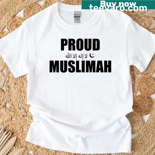 Proud Muslimah typography graphic on T-shirt