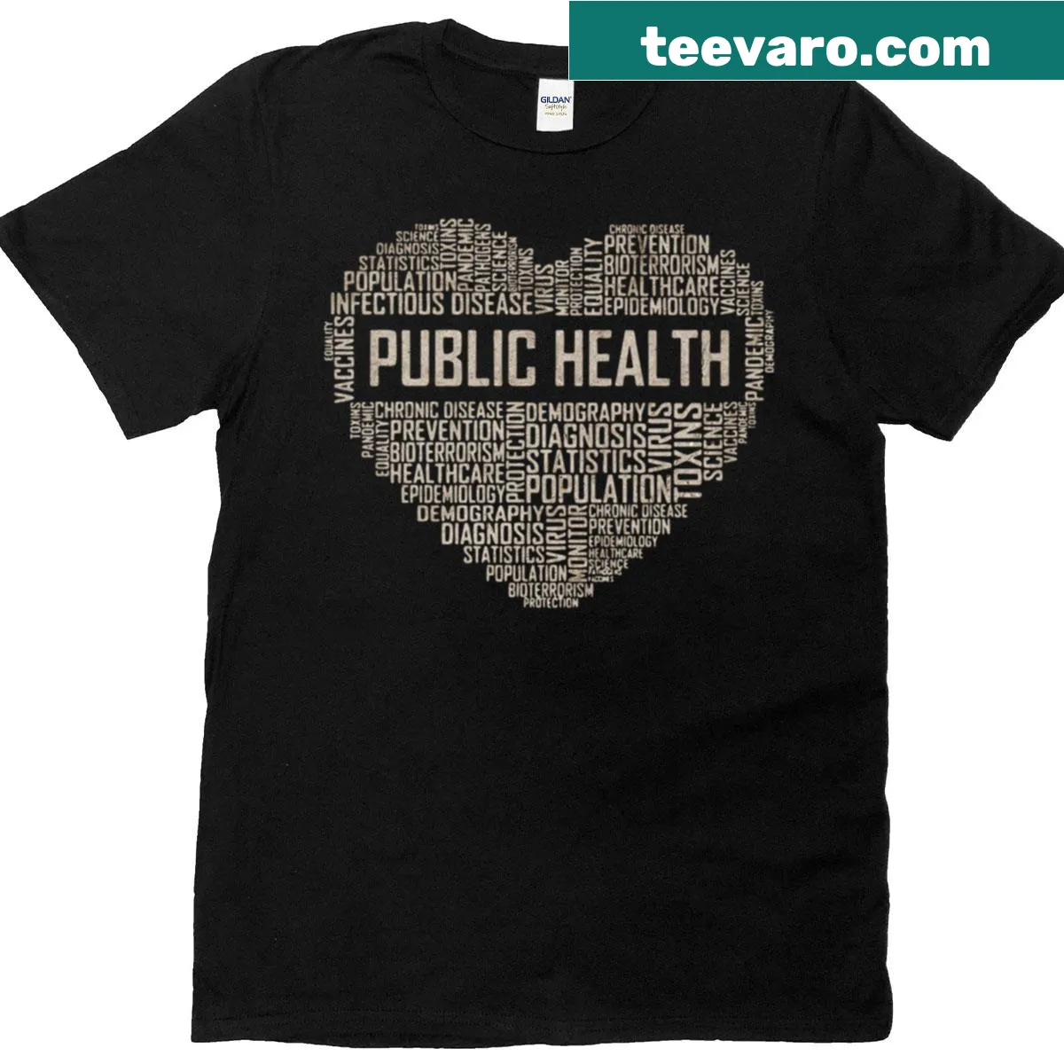 Public Health Education T-shirt with bold health advocacy graphic — on a men's t-shirt