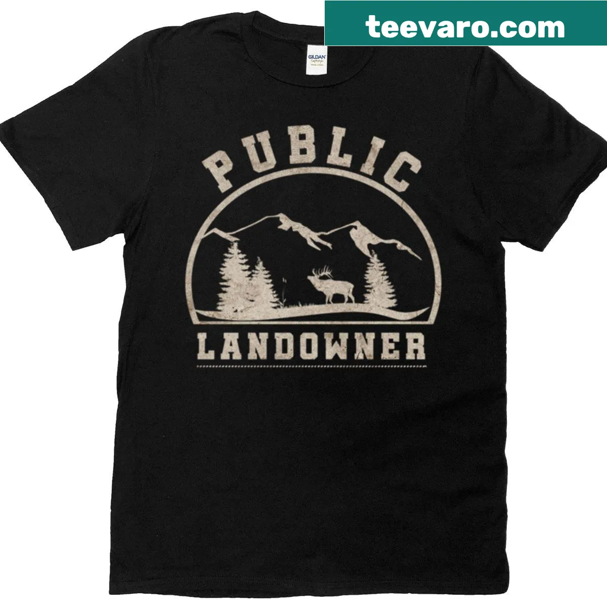 T-shirt supporting public land ownership and conservation — on a men's t-shirt