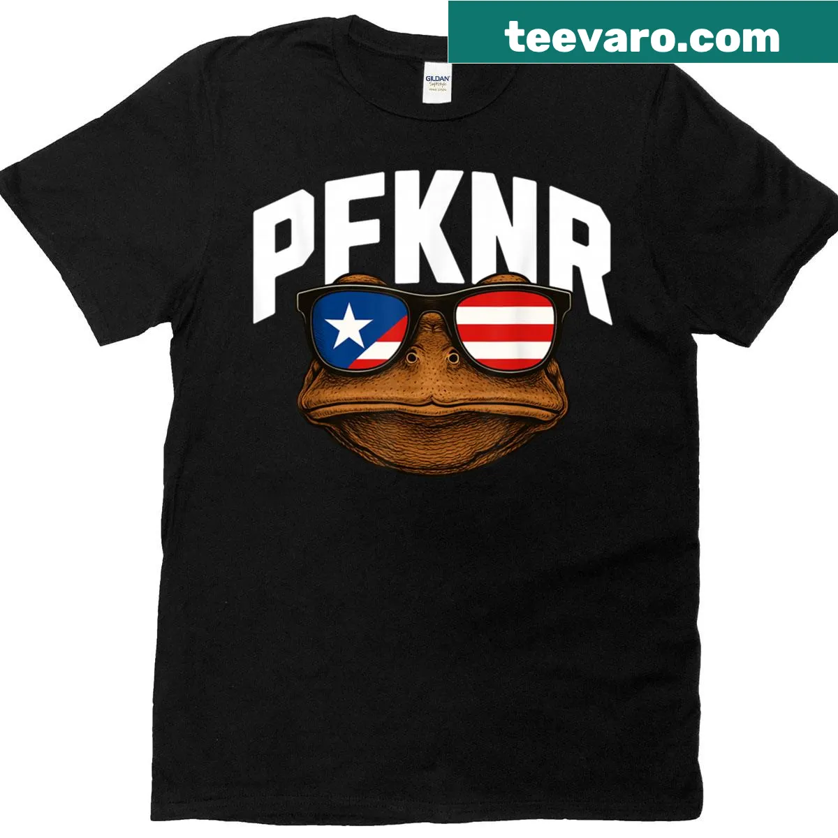 T-shirt with a playful coquí illustration representing Puerto Rico — on a men's t-shirt