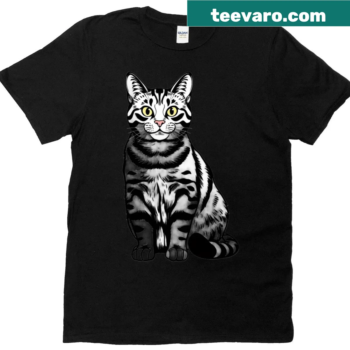 Cute cat-themed graphic with bold paw prints and text — on a men's t-shirt