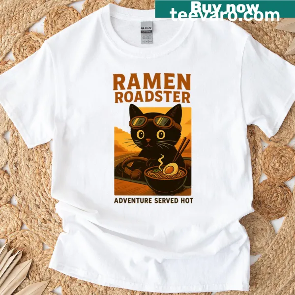 Illustration of a food truck serving ramen on a t-shirt
