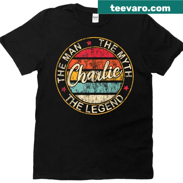 Retro-style t-shirt with the phrase Charlie The Man The Myth The Legend