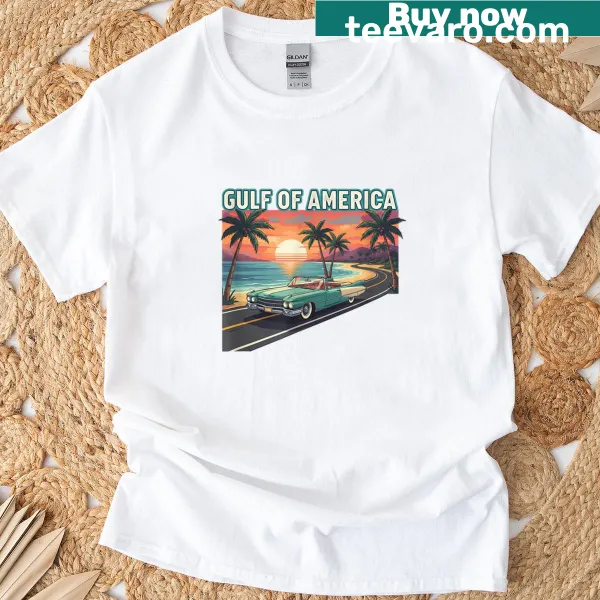 Vintage-style graphic celebrating Gulf of America on a T-shirt