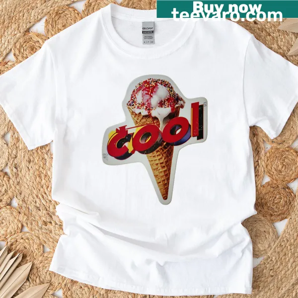 Illustrated retro ice cream cone t-shirt with playful toppings.
