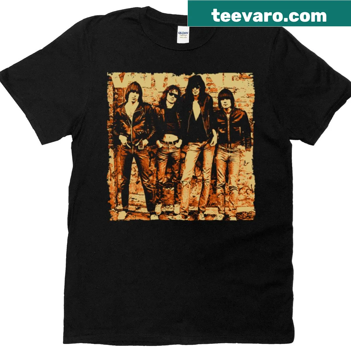 Retro Ramone graphic T-shirt design — on a men's t-shirt