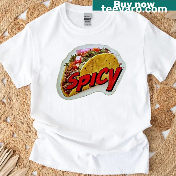 Illustrated pop art taco design on a T-shirt.