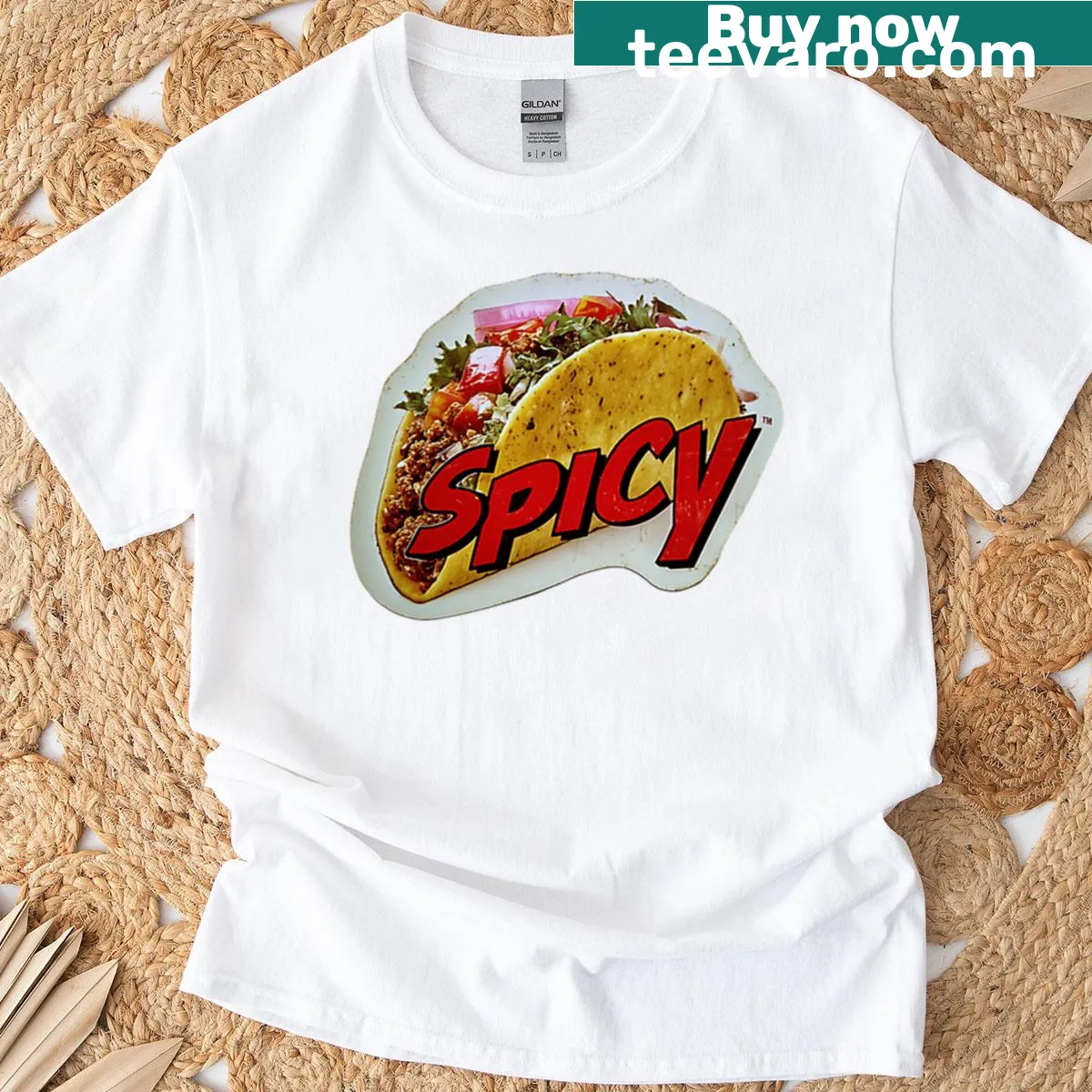 Illustrated pop art taco design on a T-shirt. — on a men's t-shirt