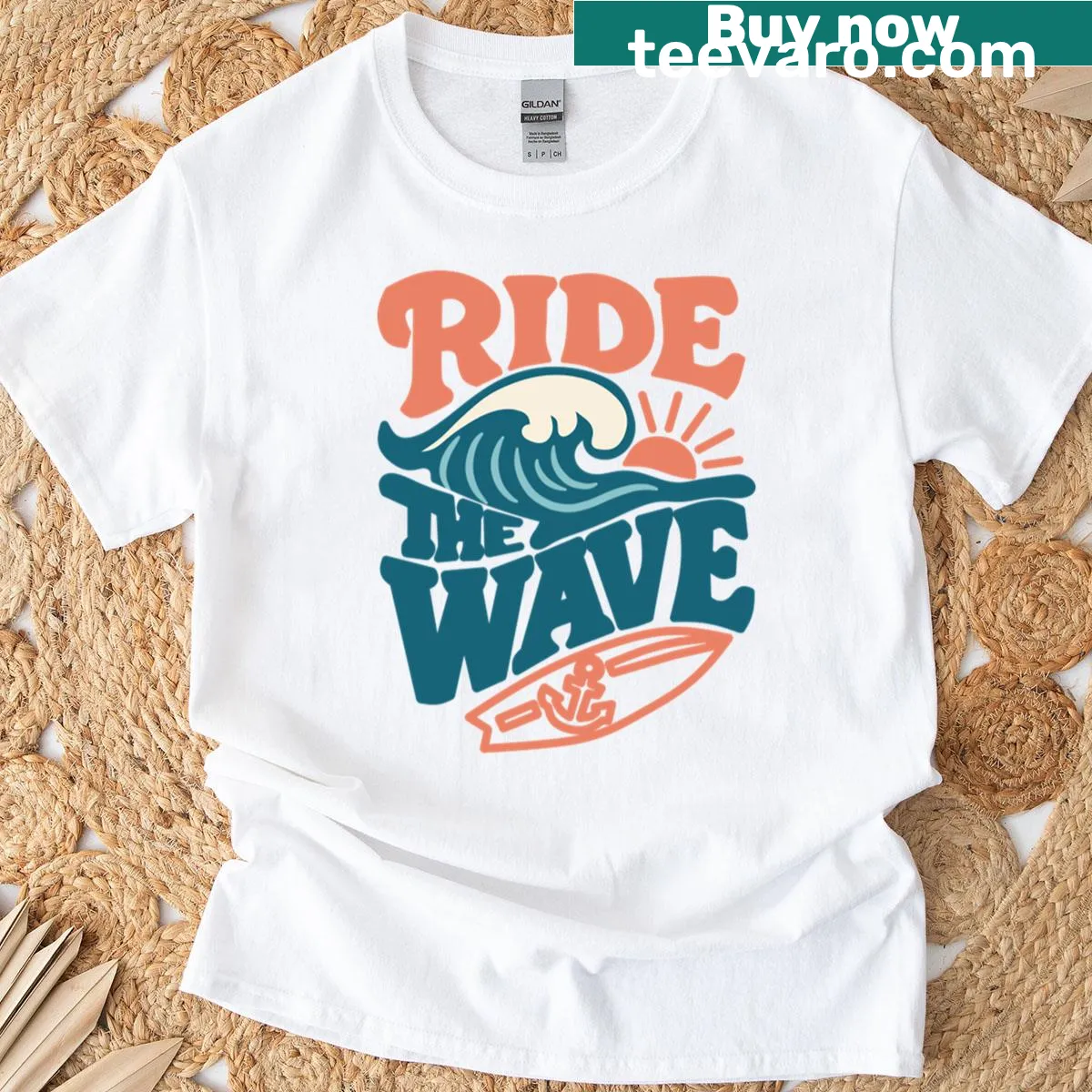 Vintage retro ocean typography graphic on T-shirt — on a men's t-shirt