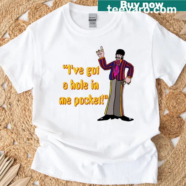 T-shirt featuring Yellow Submarine character and humorous pocket saying