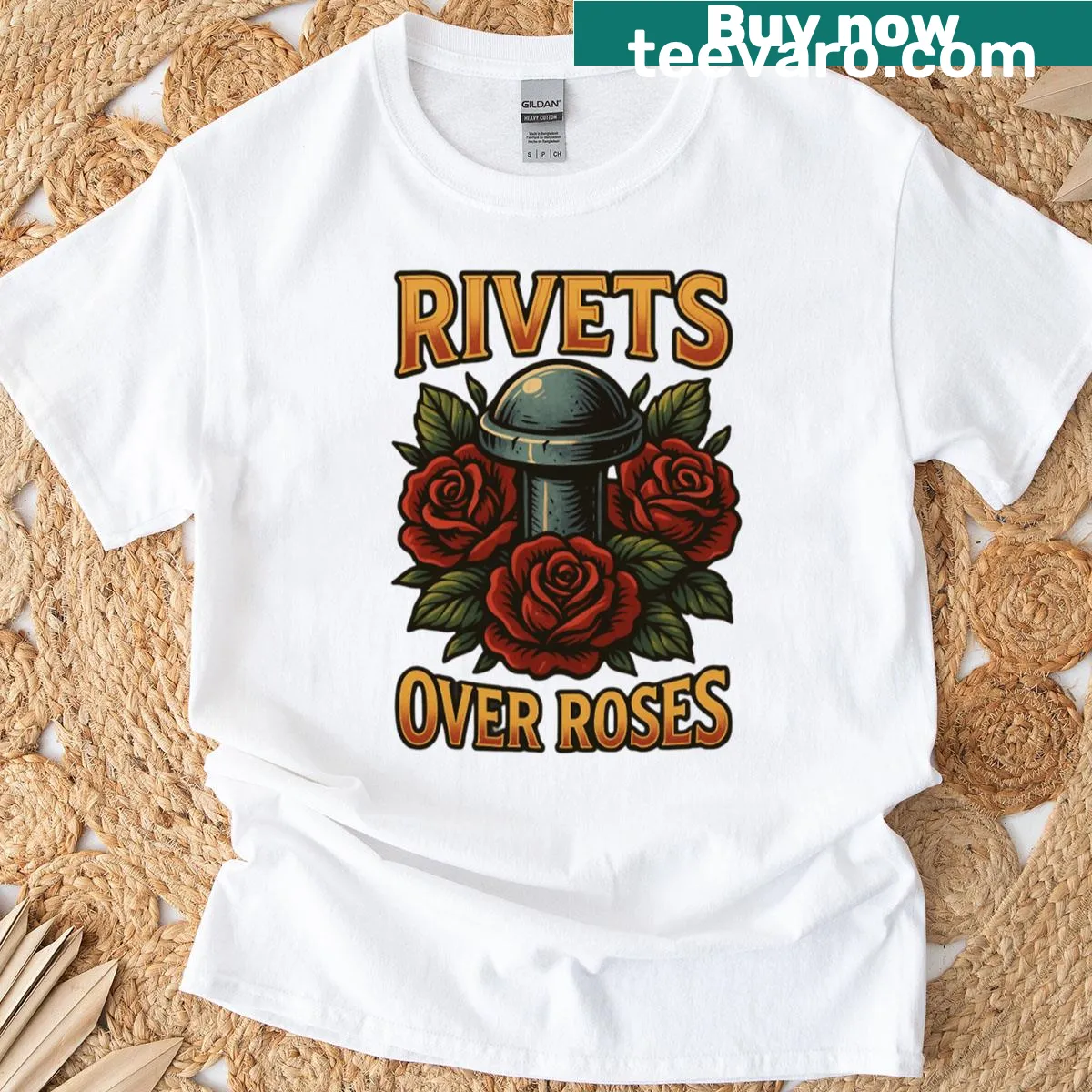 Vintage metalworking badge graphic on T-shirt for dad — on a men's t-shirt