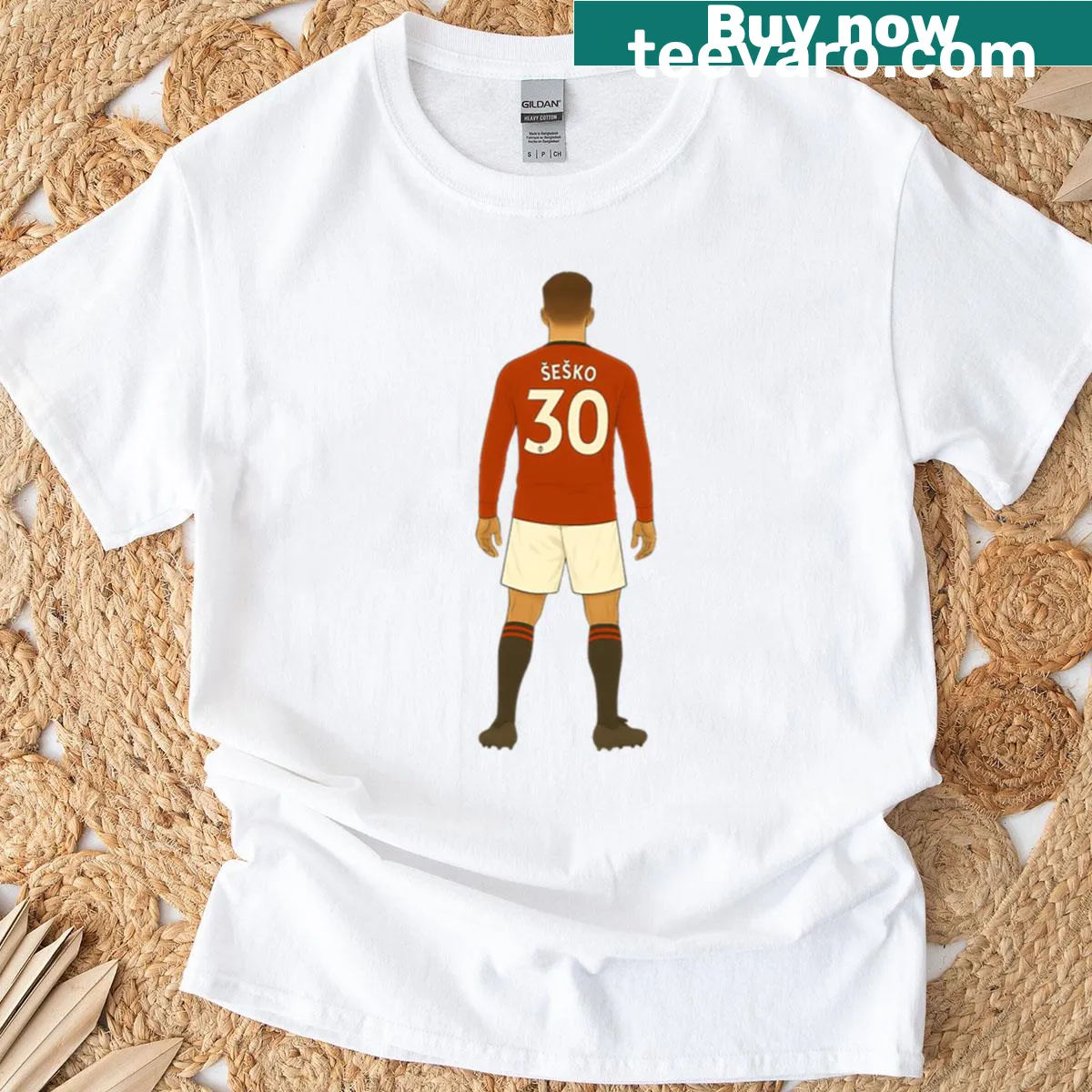 Simple text design for Sesko MUFC on T-shirt — on a men's t-shirt