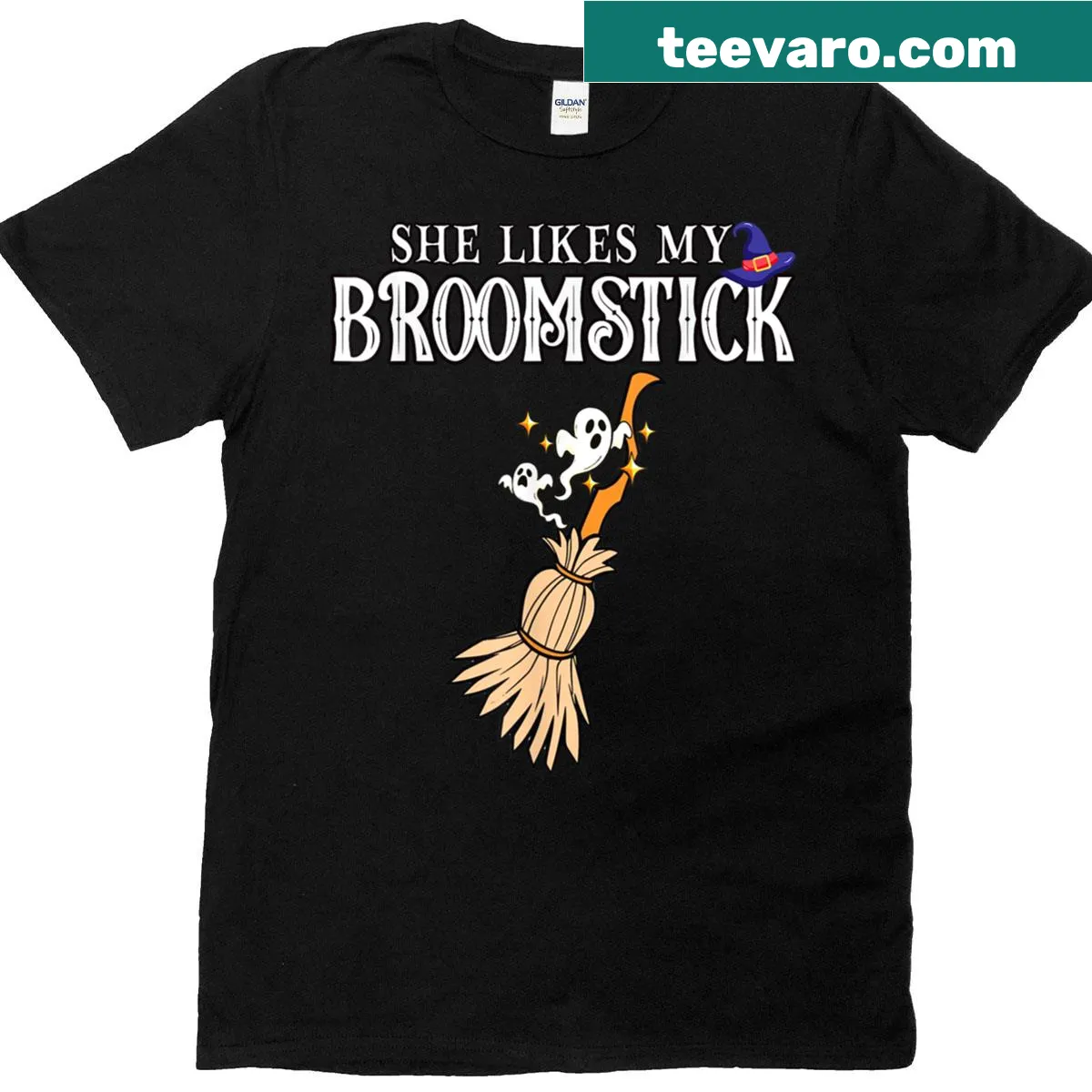 Couple Halloween T-shirts with playful phrases — on a men's t-shirt