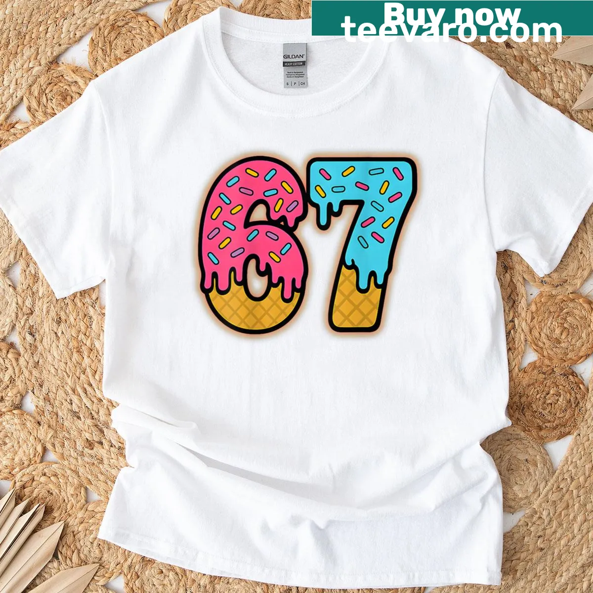 Fun ice cream-themed T-shirt with a humorous meme on the back — on a men's t-shirt