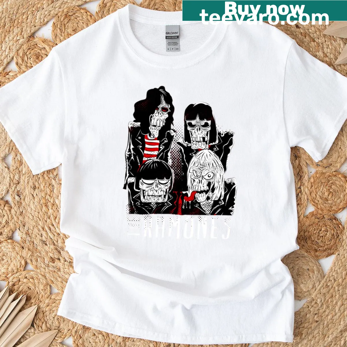 Oversized skull design inspired by the Ramones on a T-shirt — on a men's t-shirt