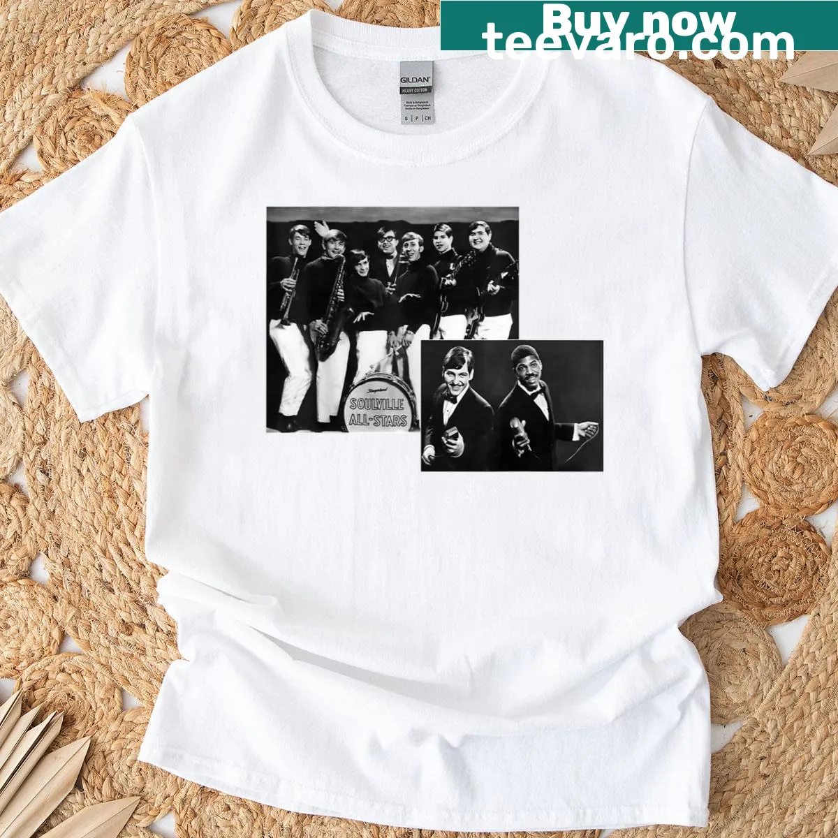 Vintage distressed Soulville All-stars 2 t-shirt with retro graphics — on a men's t-shirt