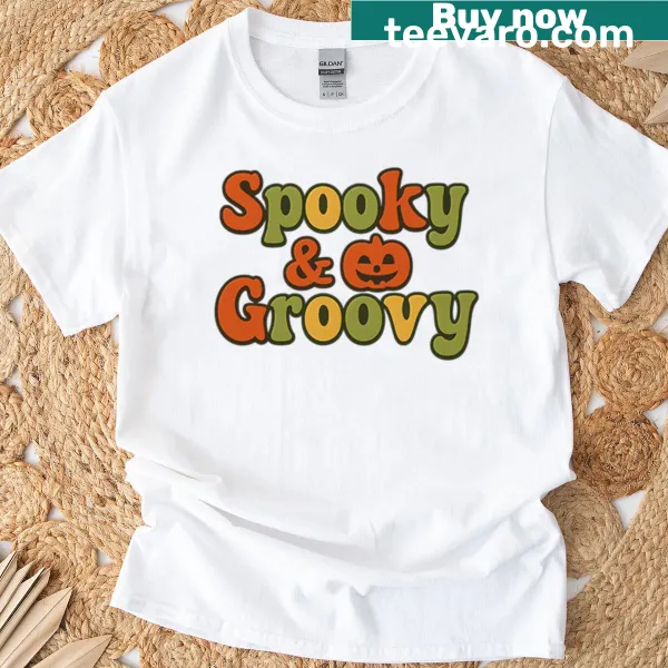 Playful Halloween-themed t-shirt with whimsical graphics