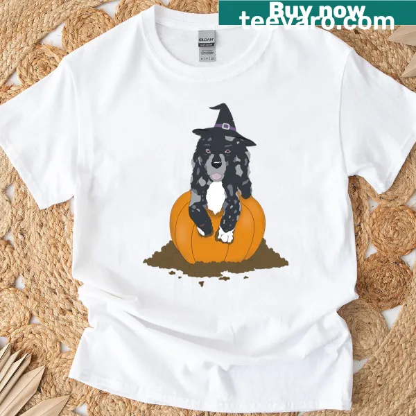 Cute cartoon dog in Halloween theme on T-shirt