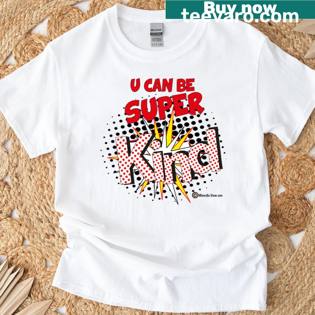 Typography t-shirt promoting kindness with a positive message — on a men's t-shirt