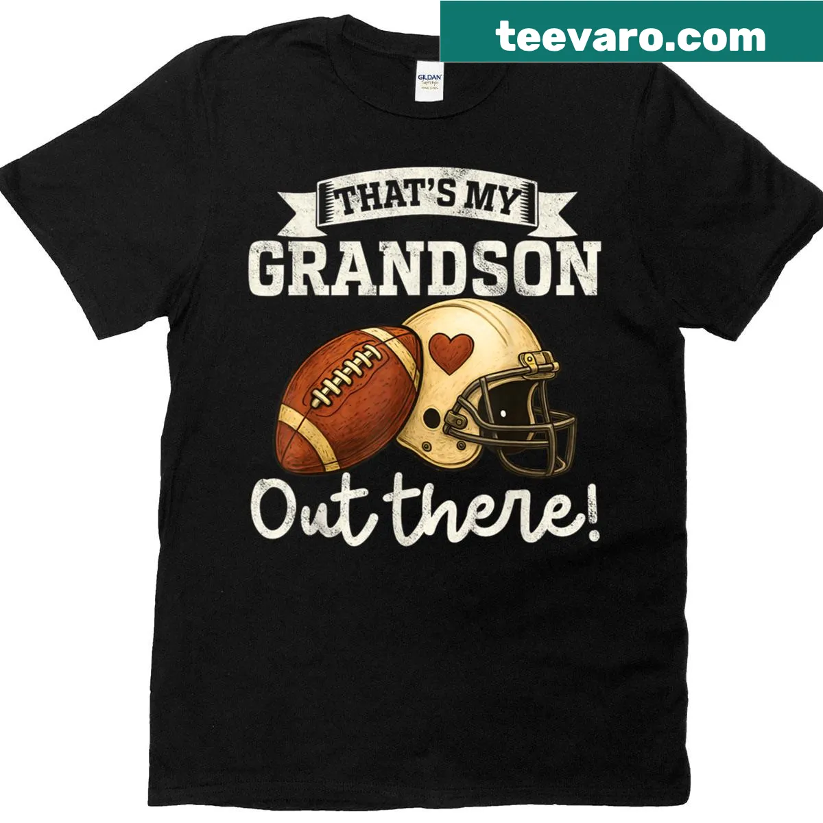 Funny football T-shirt with text about grandson's achievements. — on a men's t-shirt