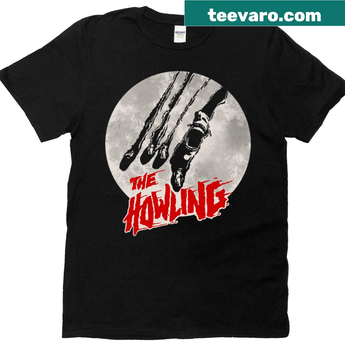 Retro werewolf graphic T-shirt with ripping claws — on a men's t-shirt