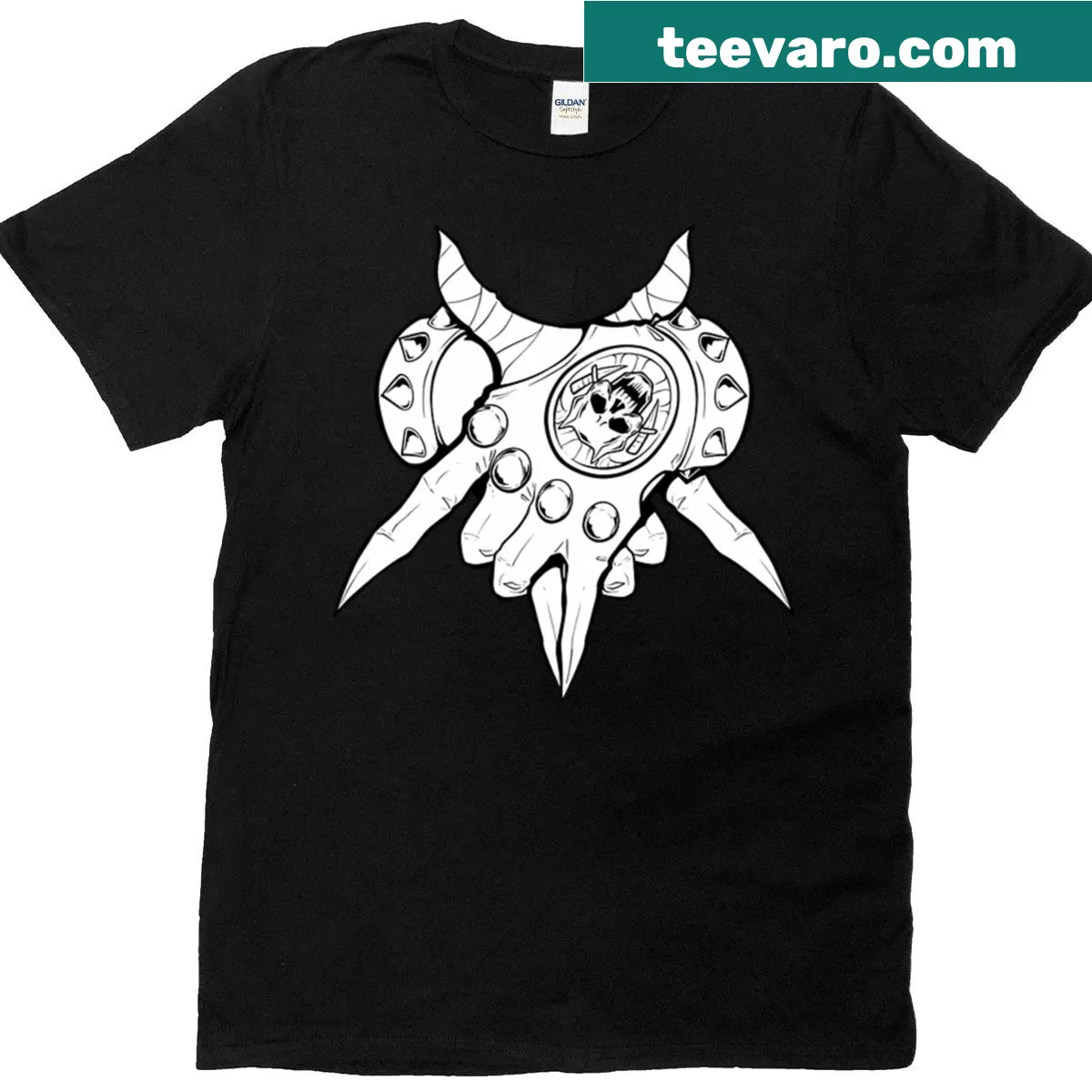 Edgy hands graphic Halloween shirt — on a men's t-shirt