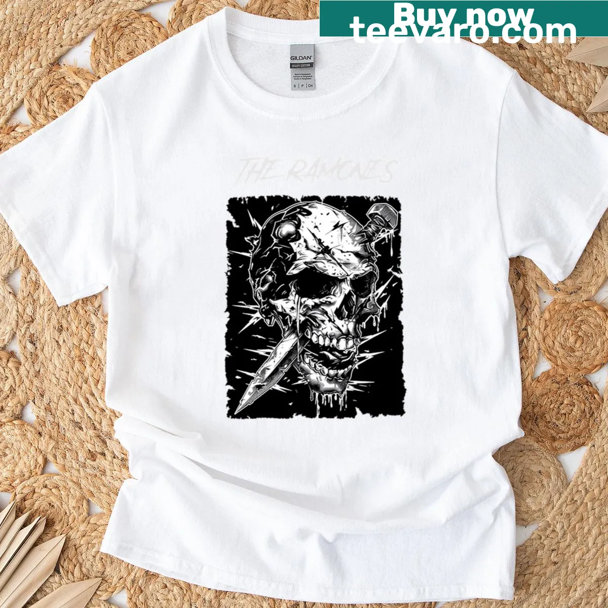 Oversized T-shirt featuring The Ramones band logo — on a men's t-shirt