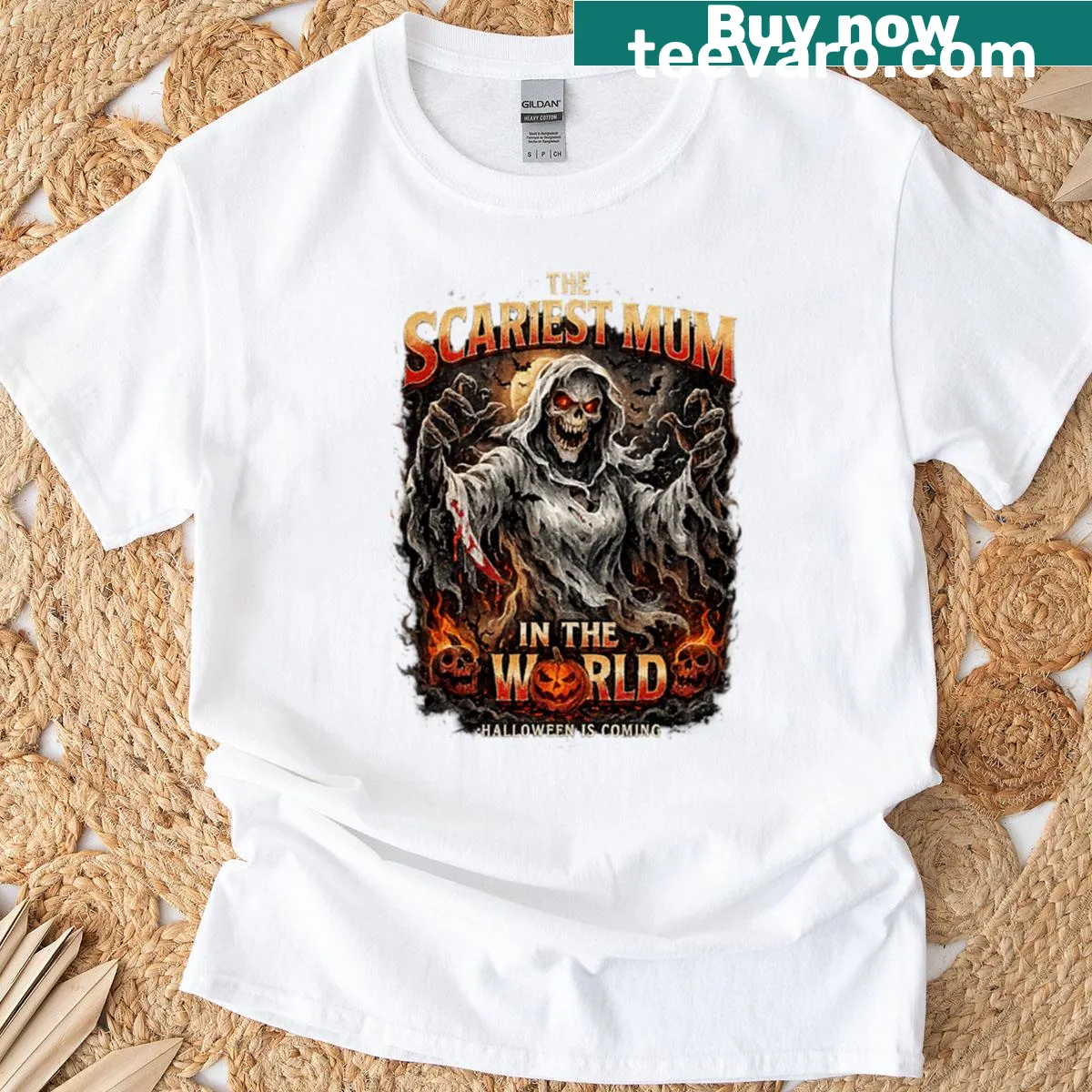 Funny T-shirt featuring the phrase 'The Scariest Mum In The World' — on a men's t-shirt