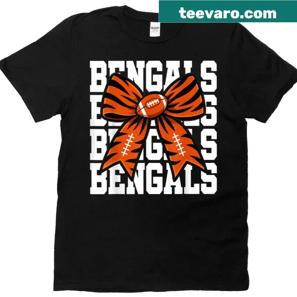 Retro tiger graphic T-shirt with coquette bow for women and girls