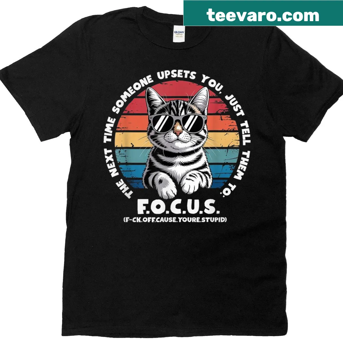 Bold 'Focus' typography shirt for motivation — on a men's t-shirt