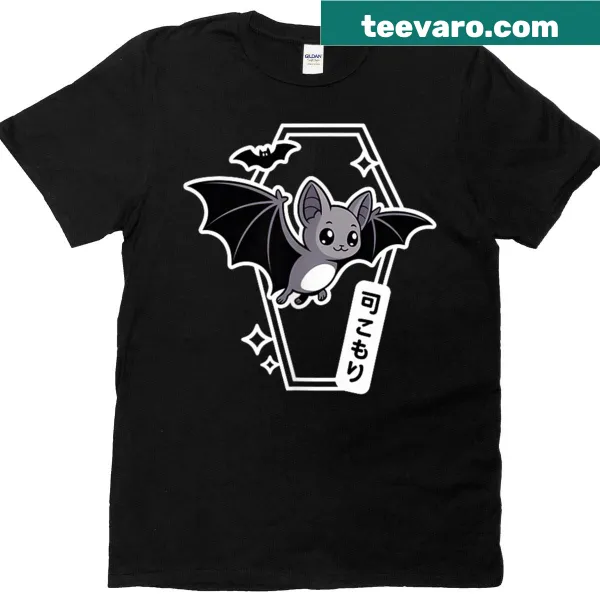 Adorable bat in a coffin T-shirt with pastel goth design