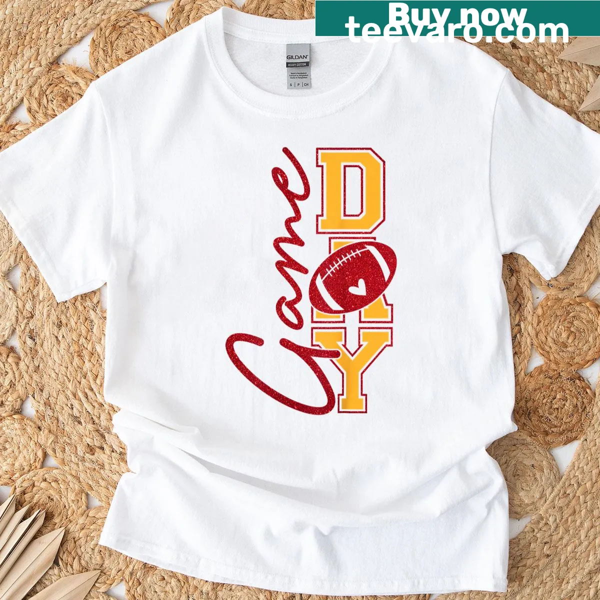 T-shirt with 'Touchdown' text for Thanksgiving and game day — on a men's t-shirt