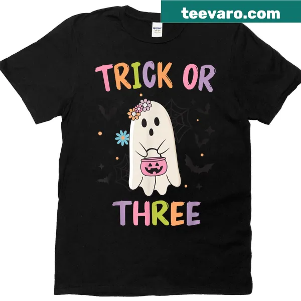 Cute kids T-shirt with cartoon ghosts for 3rd birthday