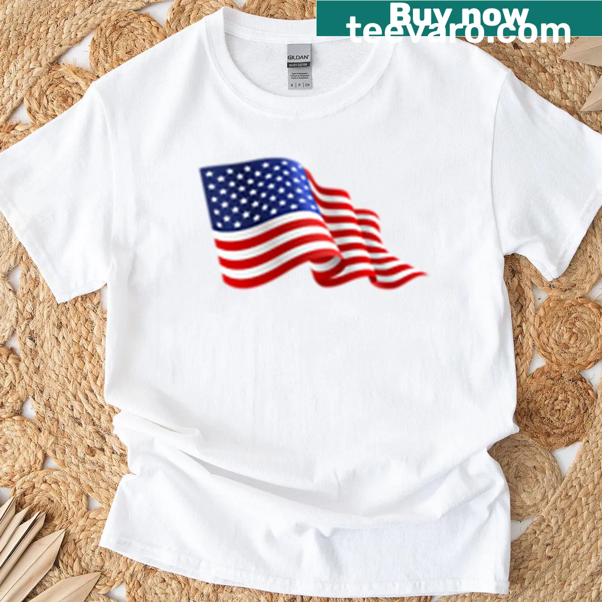 USA Flag t-shirt with a bold graphic of the American flag — on a men's t-shirt