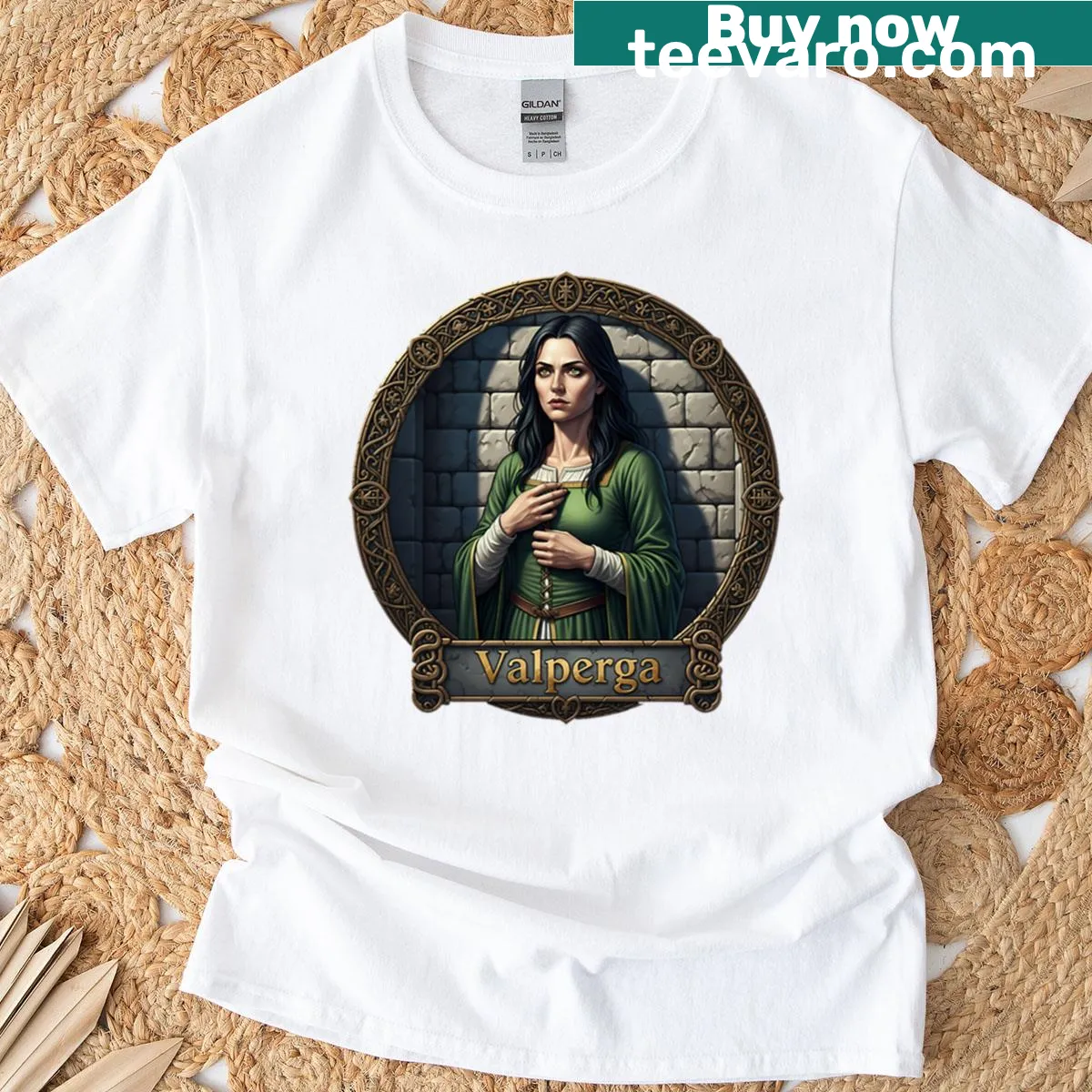 T-shirt featuring hand-lettered design inspired by Valperga by Mary Shelley — on a men's t-shirt