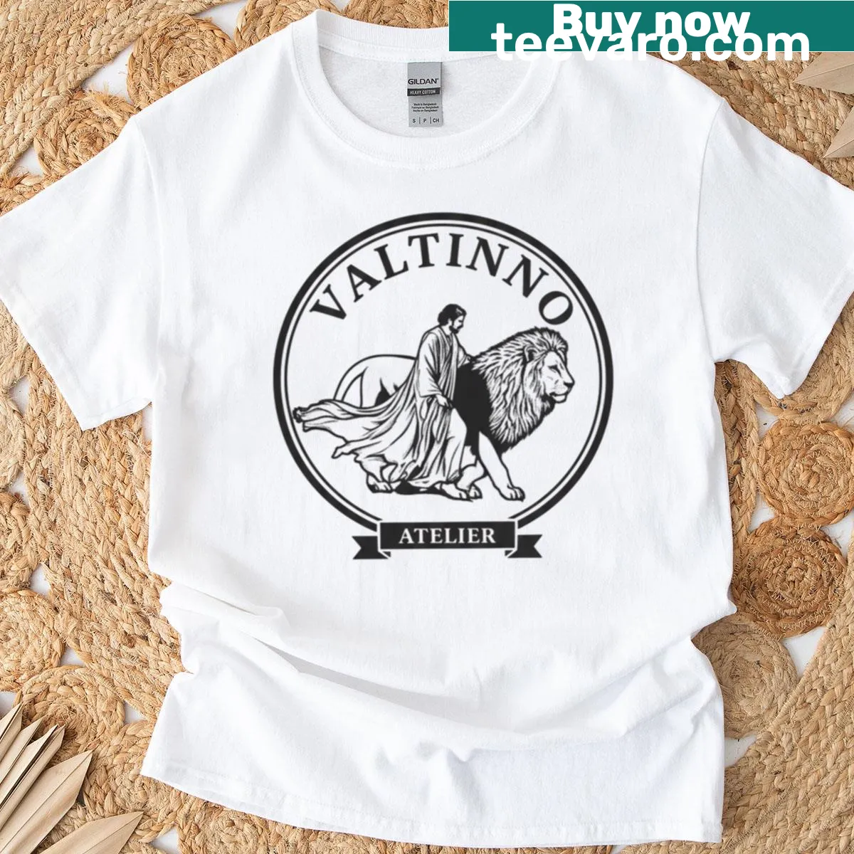 Oversized t-shirt with a lion emblem design — on a men's t-shirt