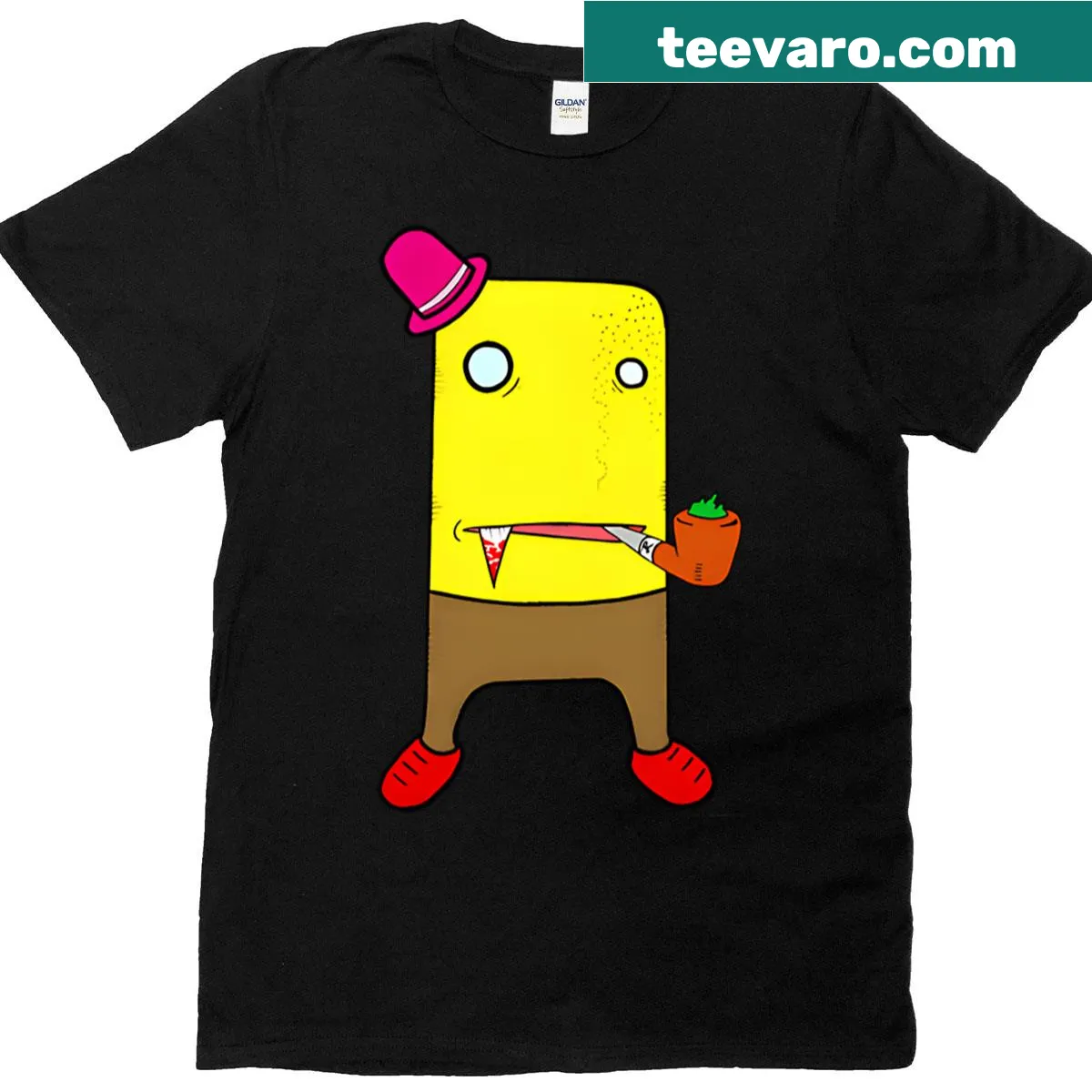 Graphic T-shirt featuring a design of vampires and pipes intertwined. — on a men's t-shirt